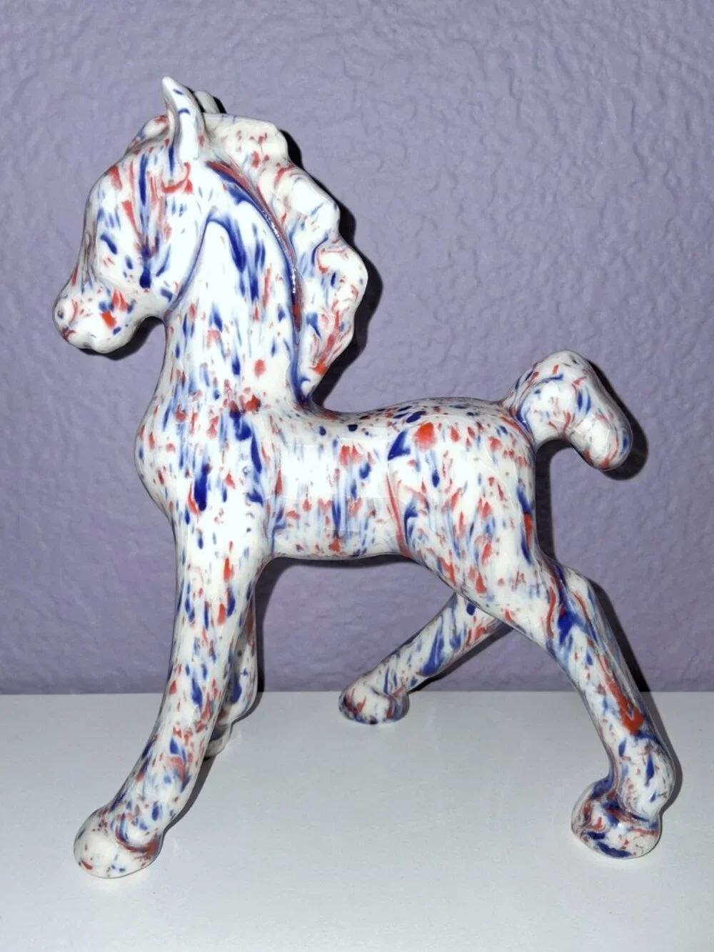 Vintage Red White and Blue Patriotic Painted Pony Foal Horse Ceramic Figurine 6